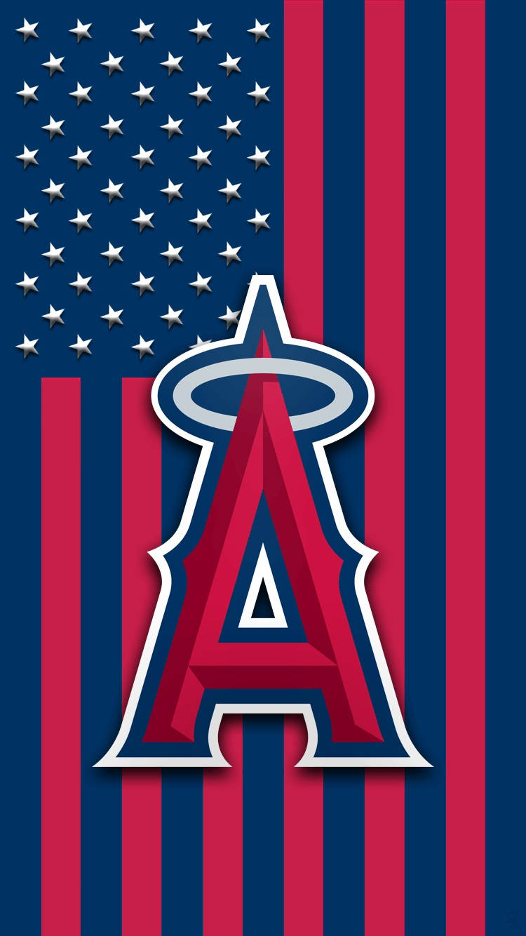 Los Angeles Angels Logo On Us Flag Background