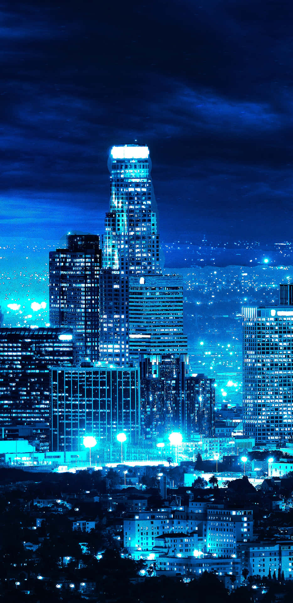 Los Angeles Blue City Skyline Background