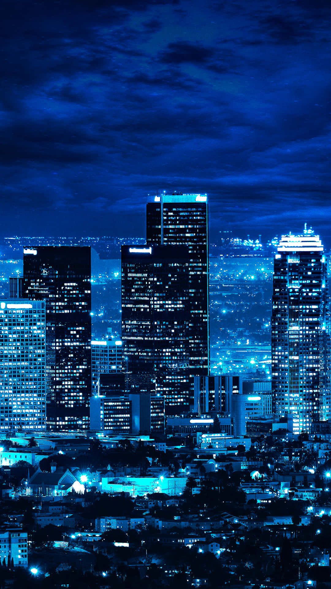 Los Angeles Blue Night Skyline Background