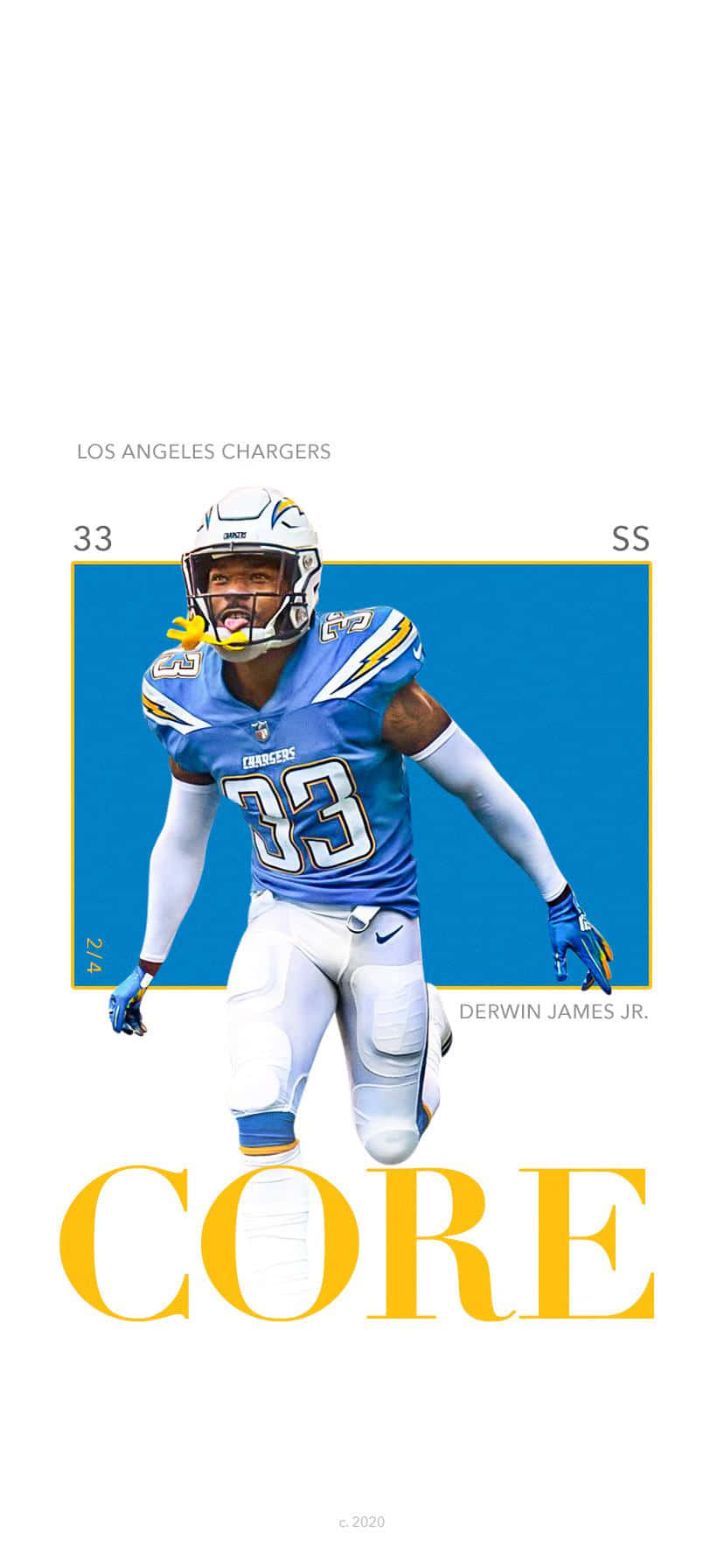 Los Angeles Chargers' Star Safety, Derwin James In Action. Background