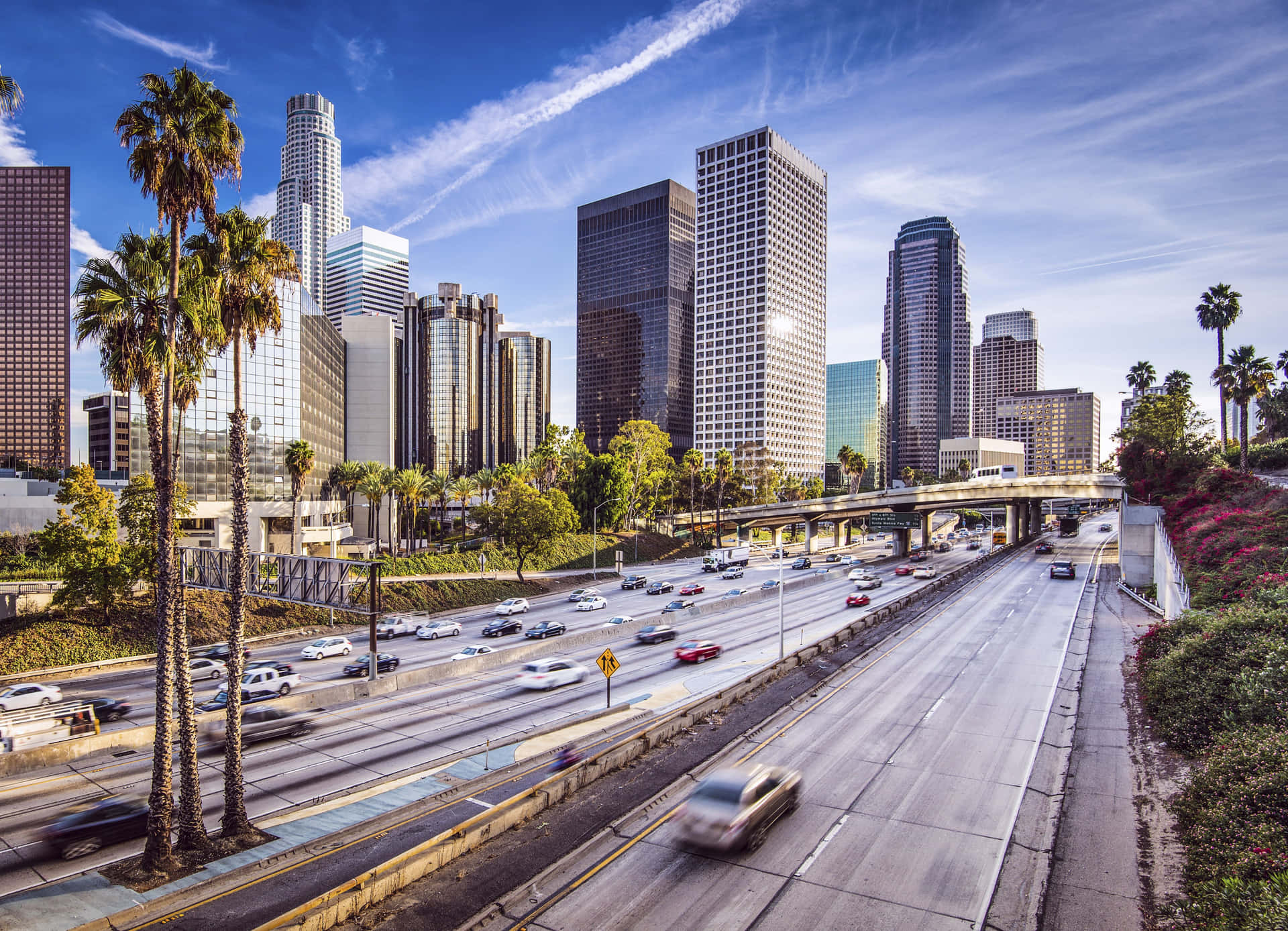 Los Angeles City Road Skyline Background