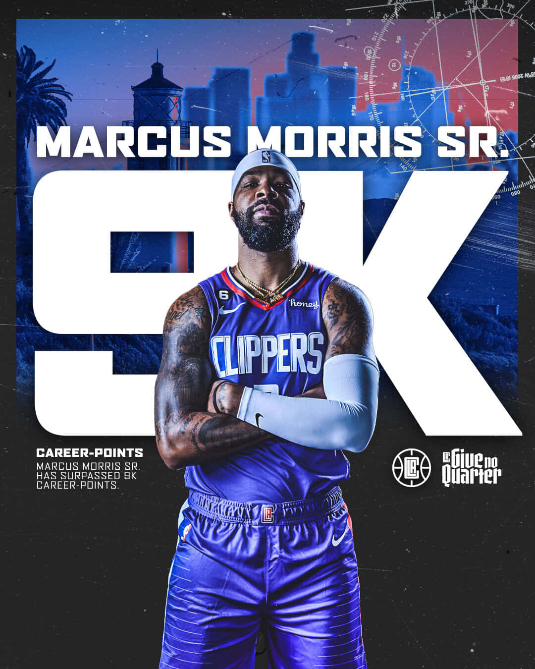 Los Angeles Clippers Marcus Morris Sr. 9000 Career Points Background