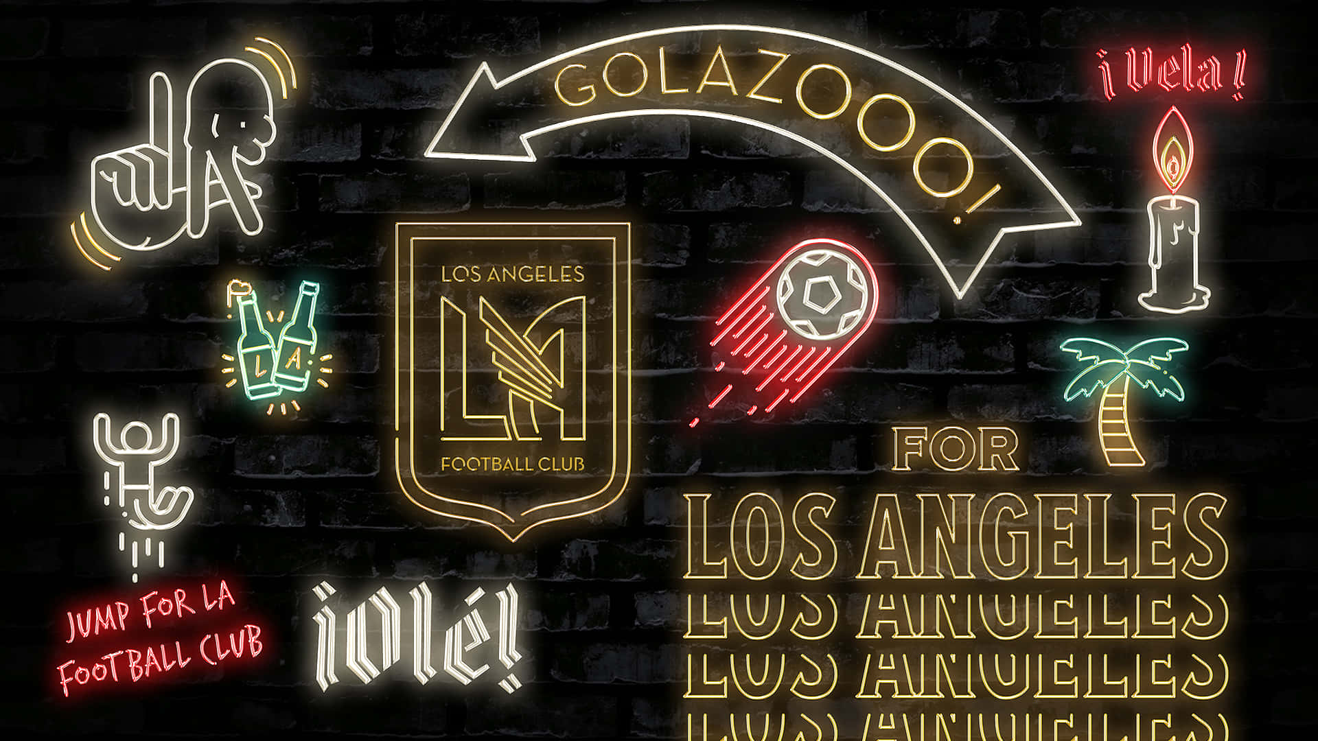 Los Angeles Fc Neon Signages Fan Art Background