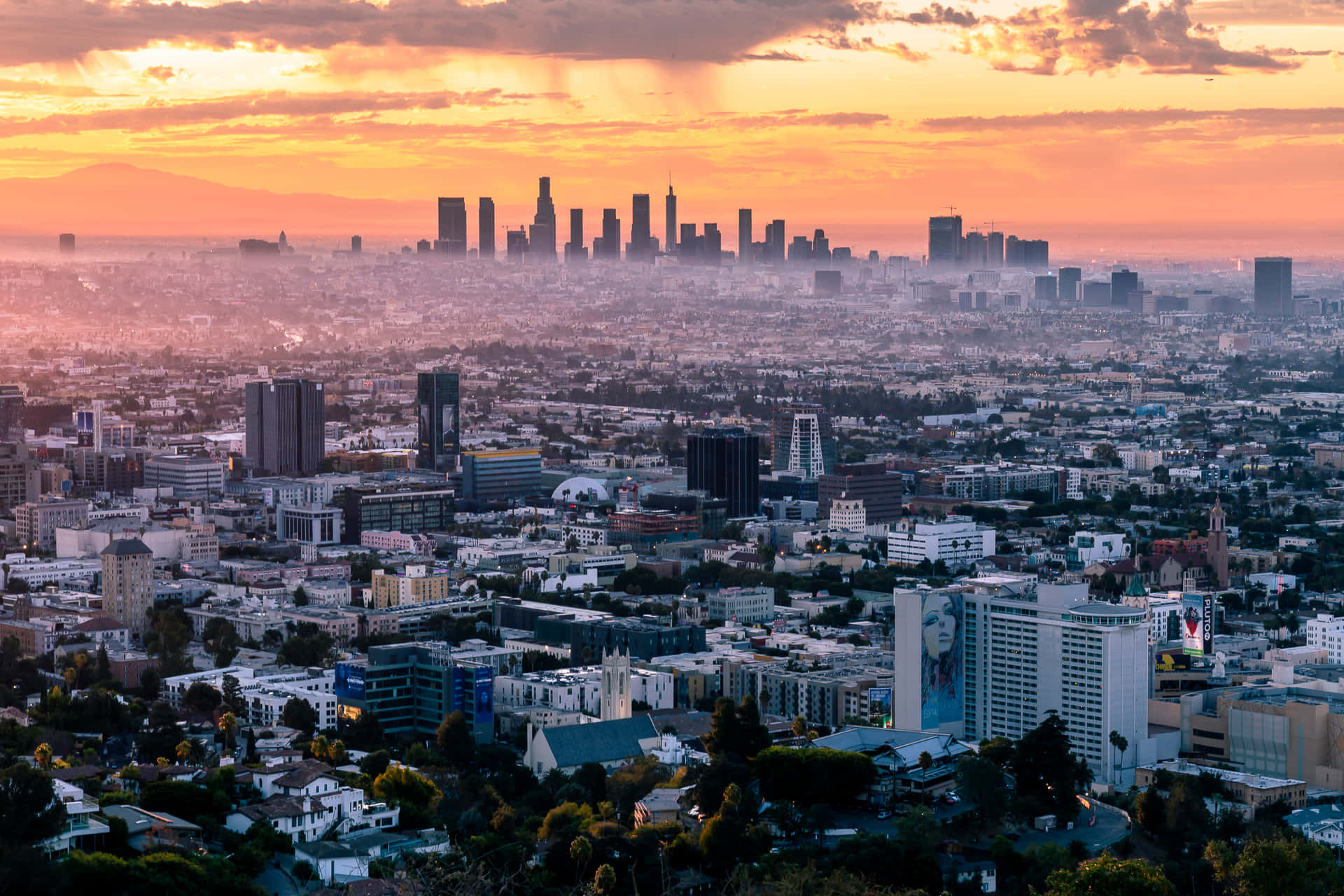 Los Angeles Foggy City Skyline