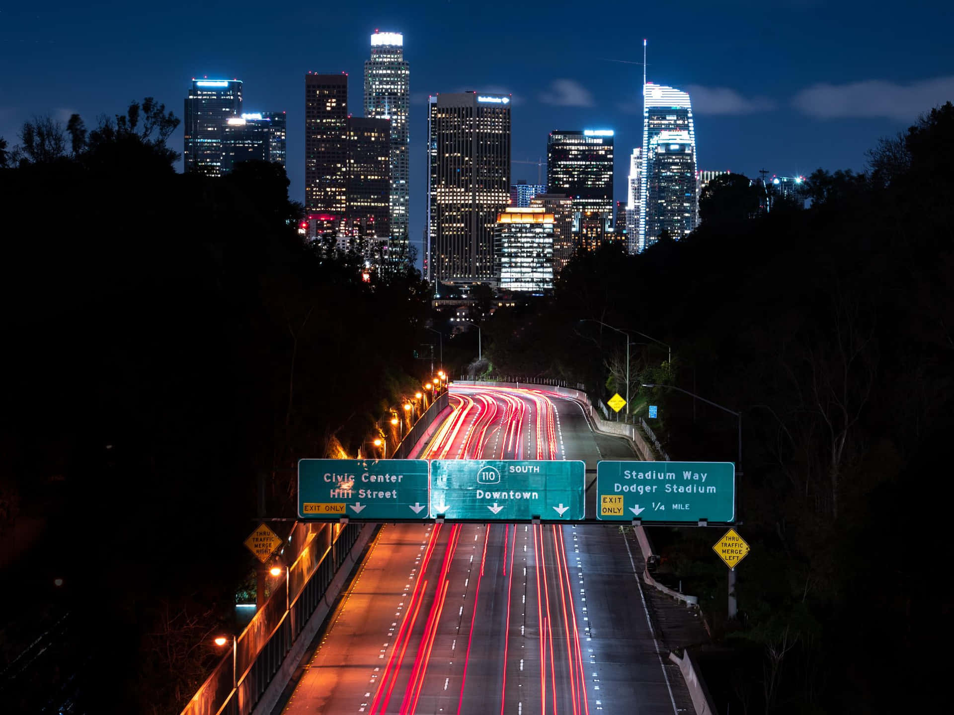 Los Angeles Night Street Skyline