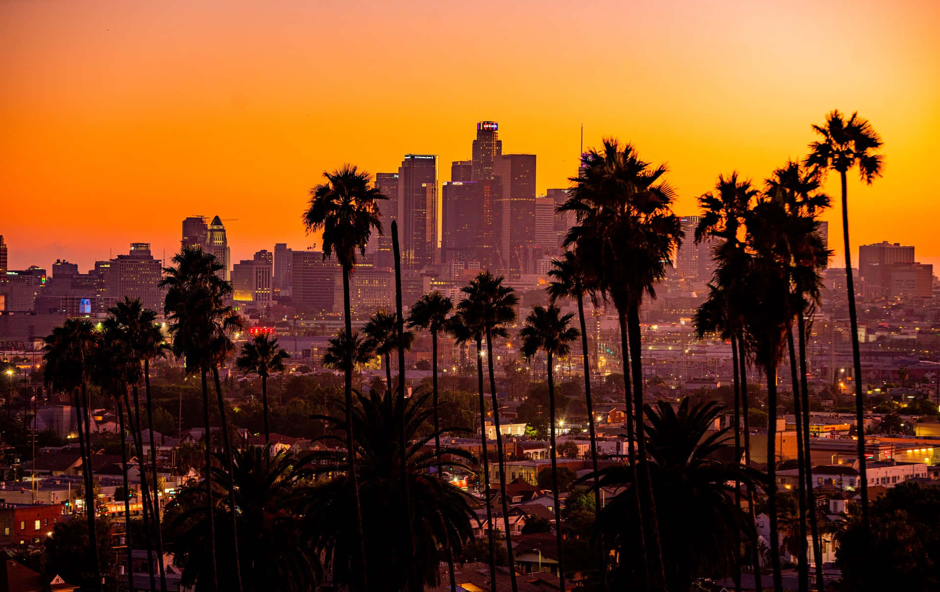 Los Angeles Orange Twilight Skyline Background