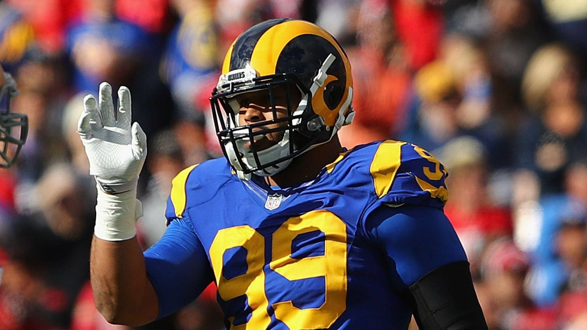 Los Angeles Rams Aaron Donald Blue Jersey Background
