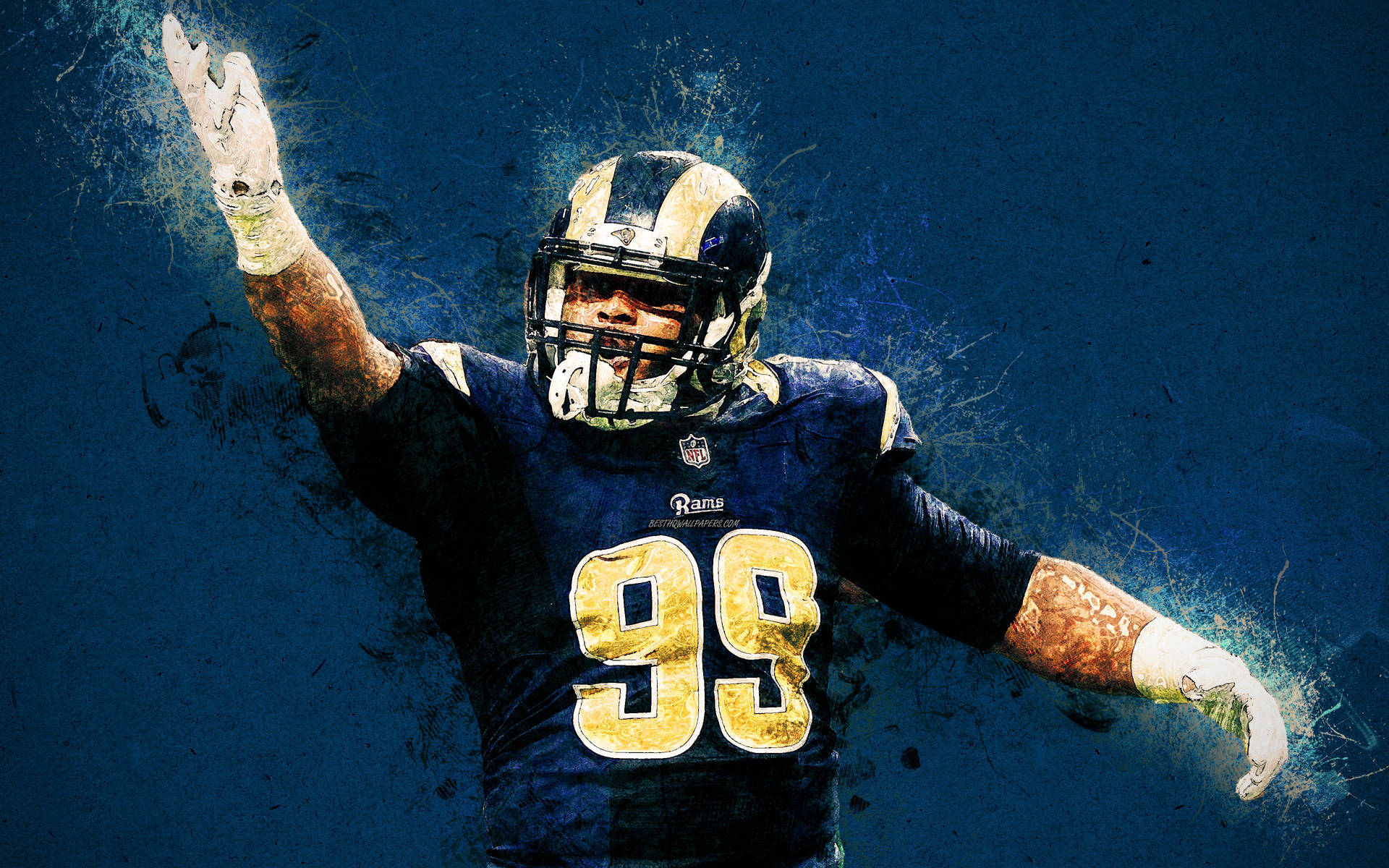 Los Angeles Rams Aaron Donald Digitally Painted Art Background