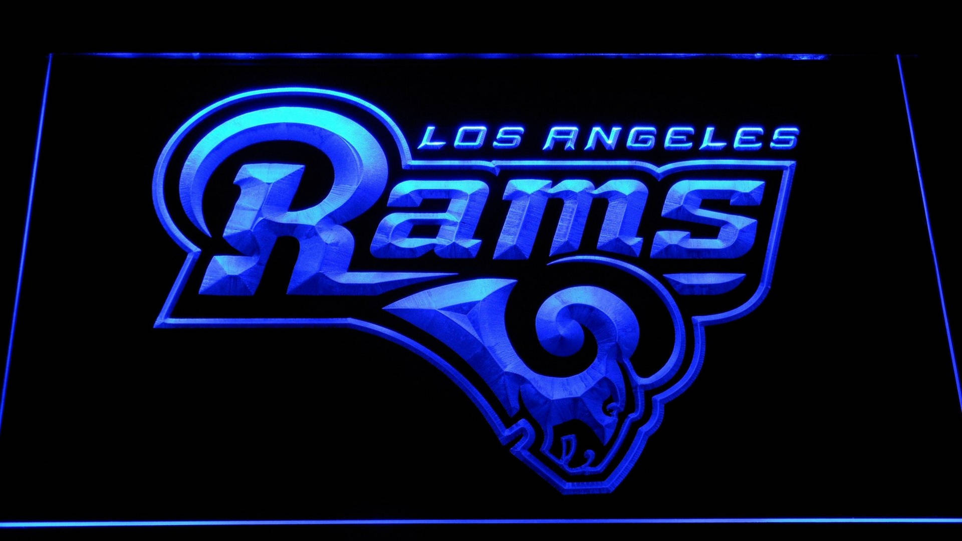 Los Angeles Rams Neon Blue Background
