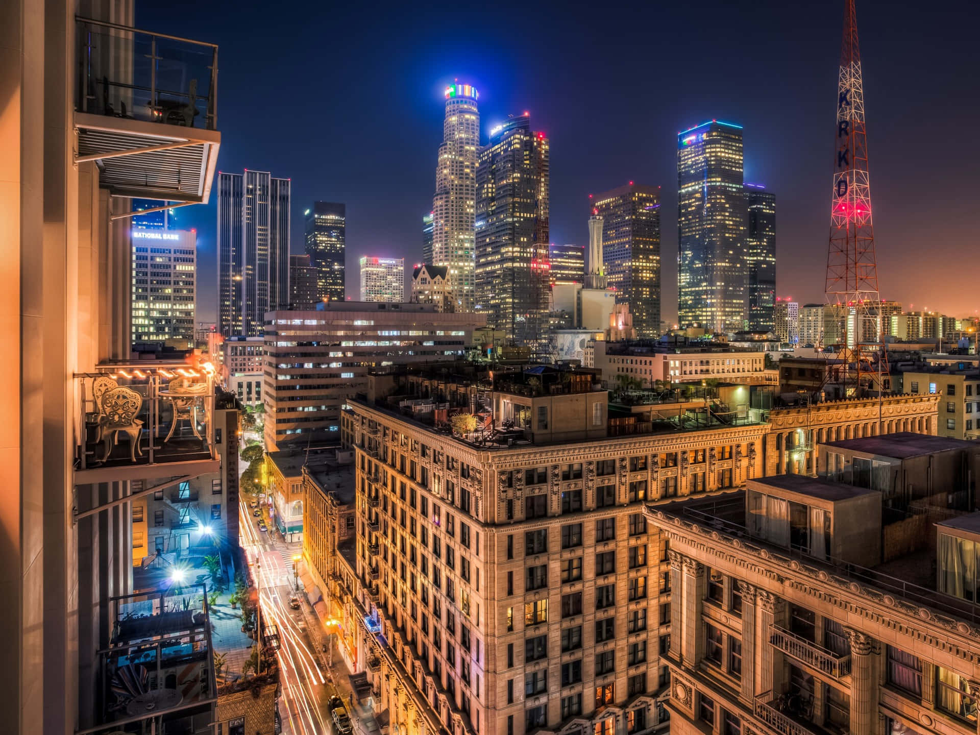 Los Angeles Skyline At Night Background