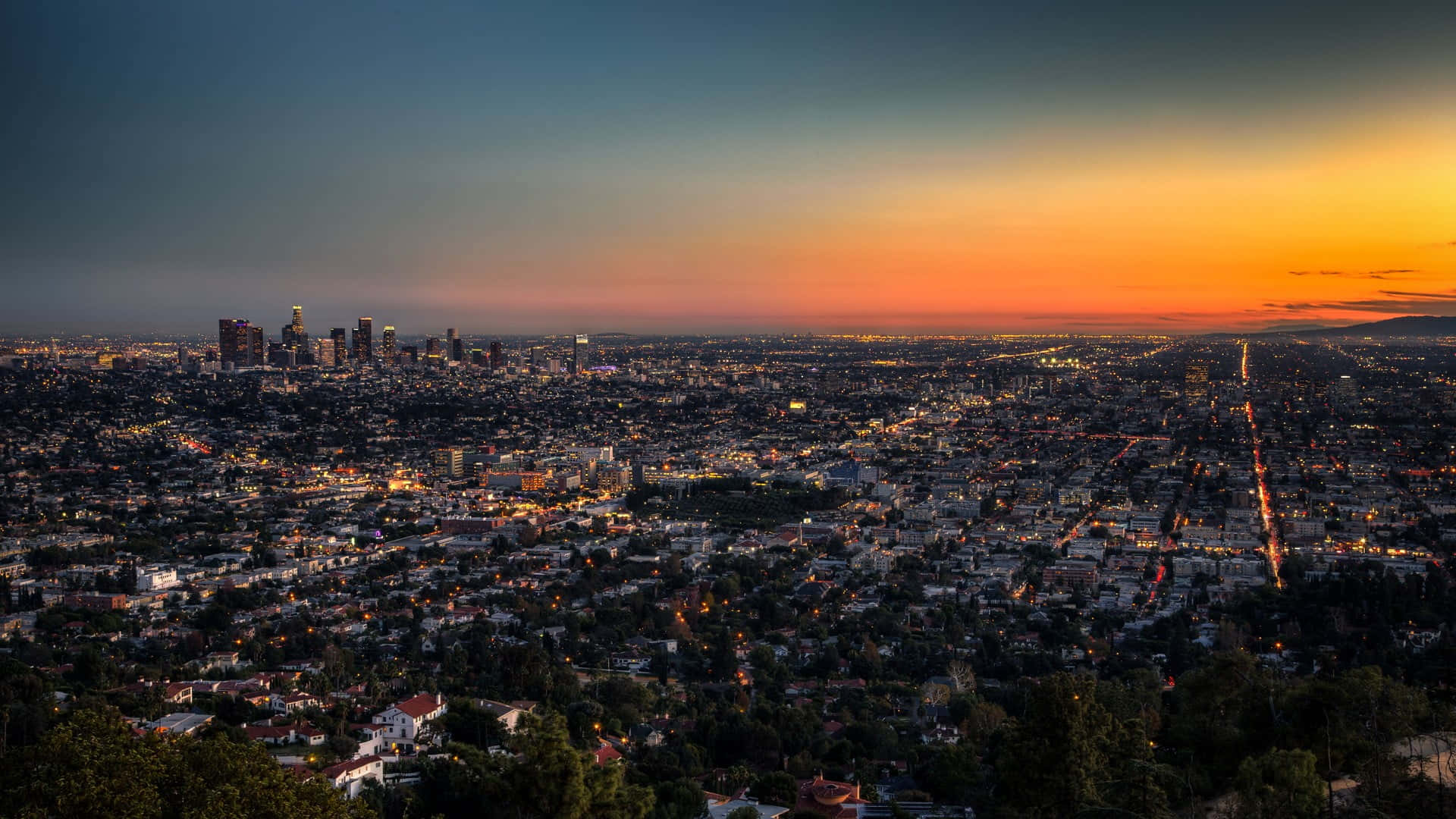 Los Angeles Skyline During Twilight