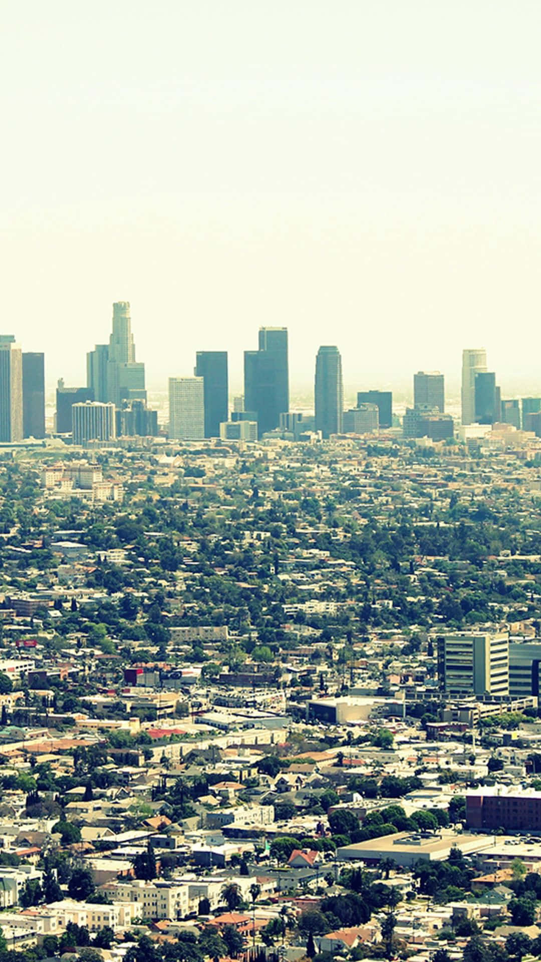 Los Angeles Skyline Illuminated With An Iphone Background