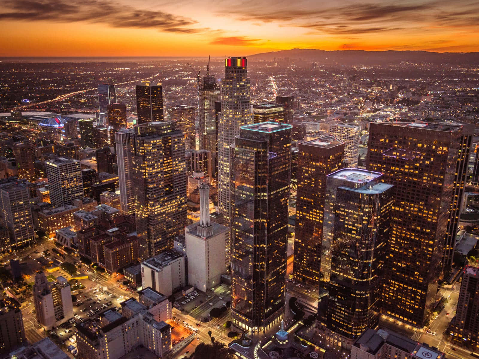 Los Angeles Sundown Skyline Background