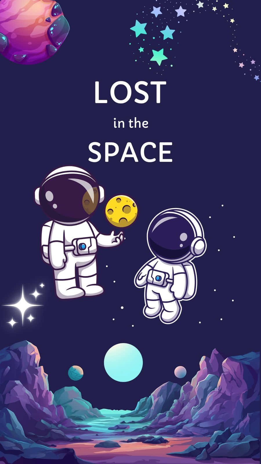 Lostin Space Cute Astronauts Background