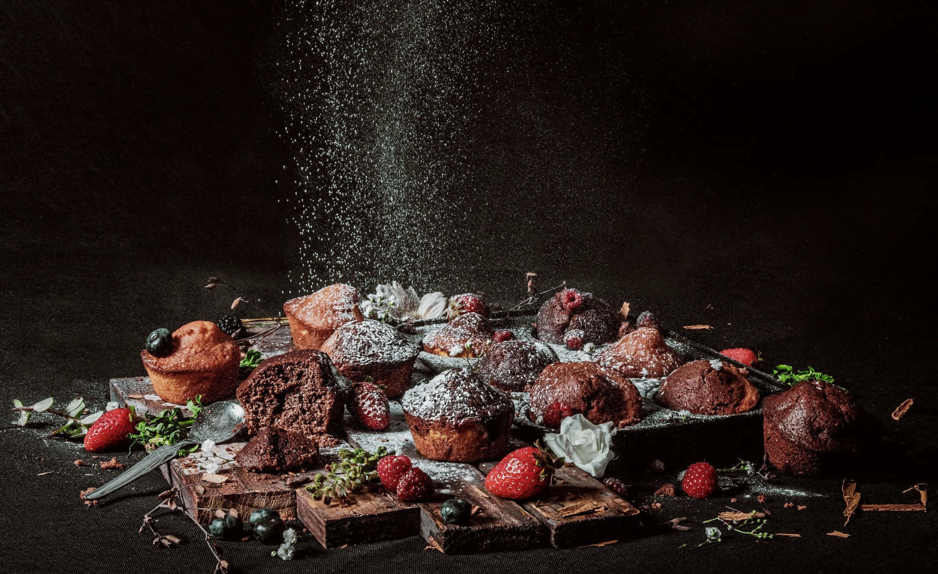 Lots Of Foods And Cutting Tools Background