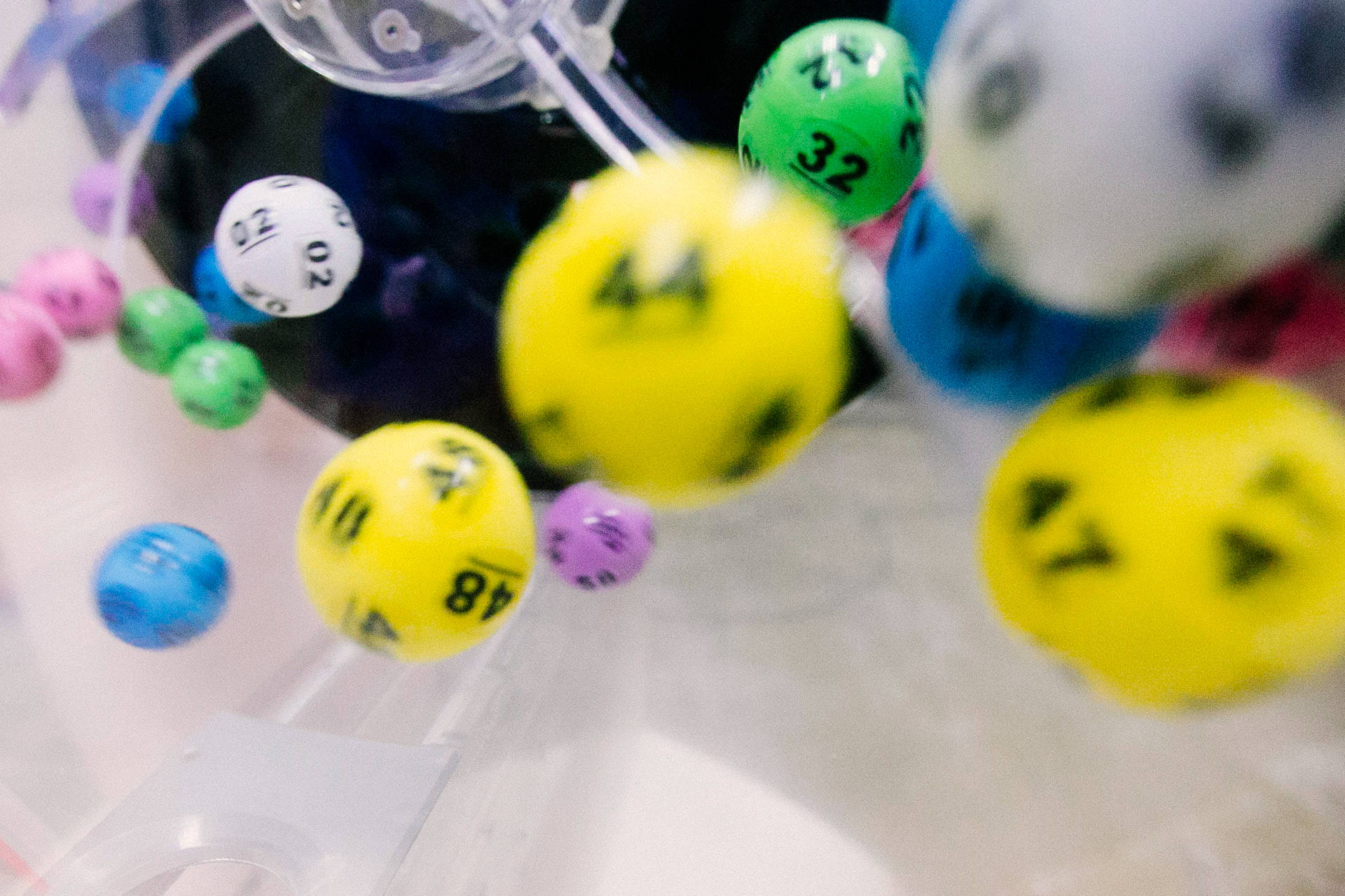 Lottery Balls Inside Machine Background