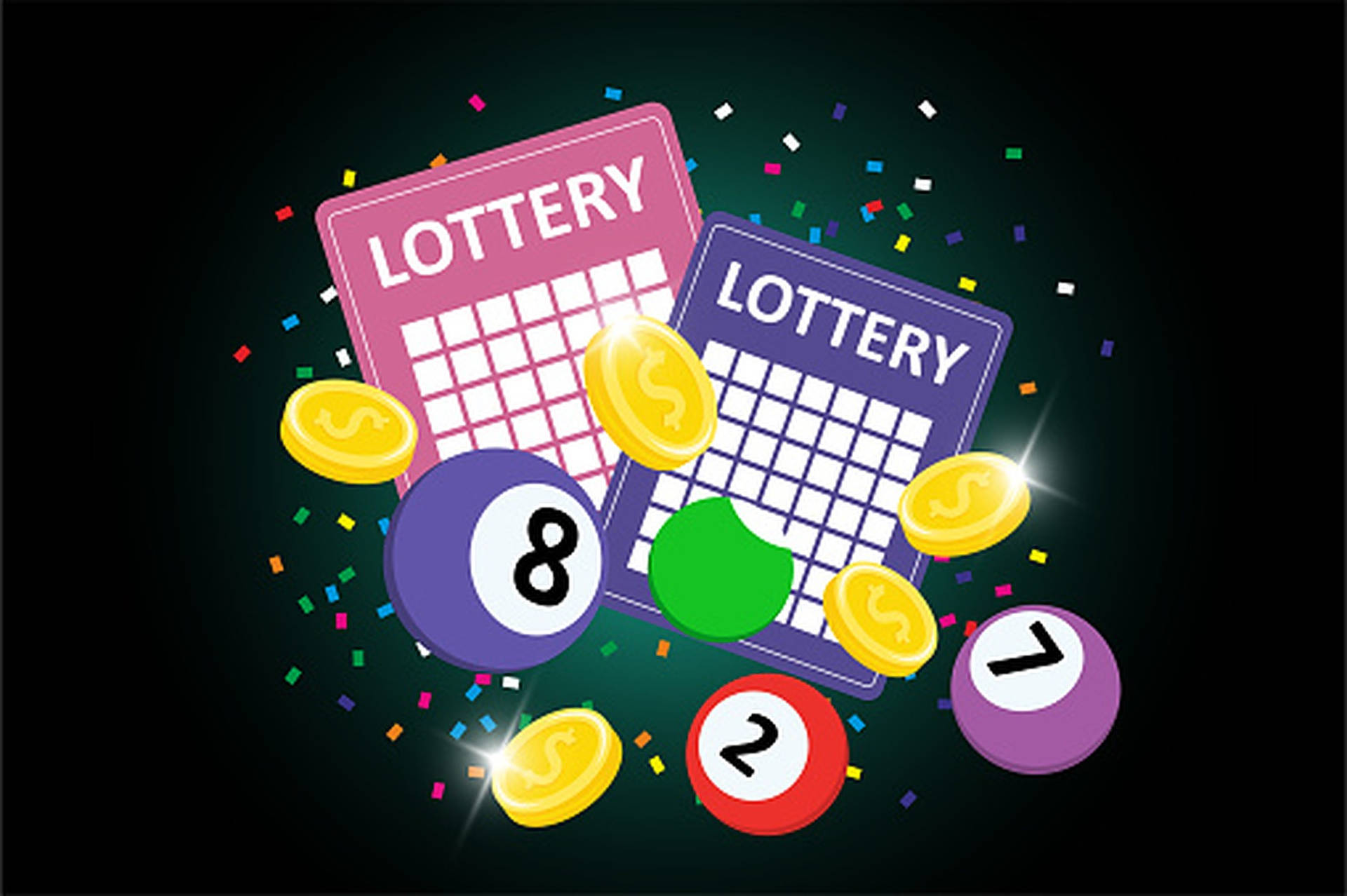 Lottery Tickets And Gold Coins Background