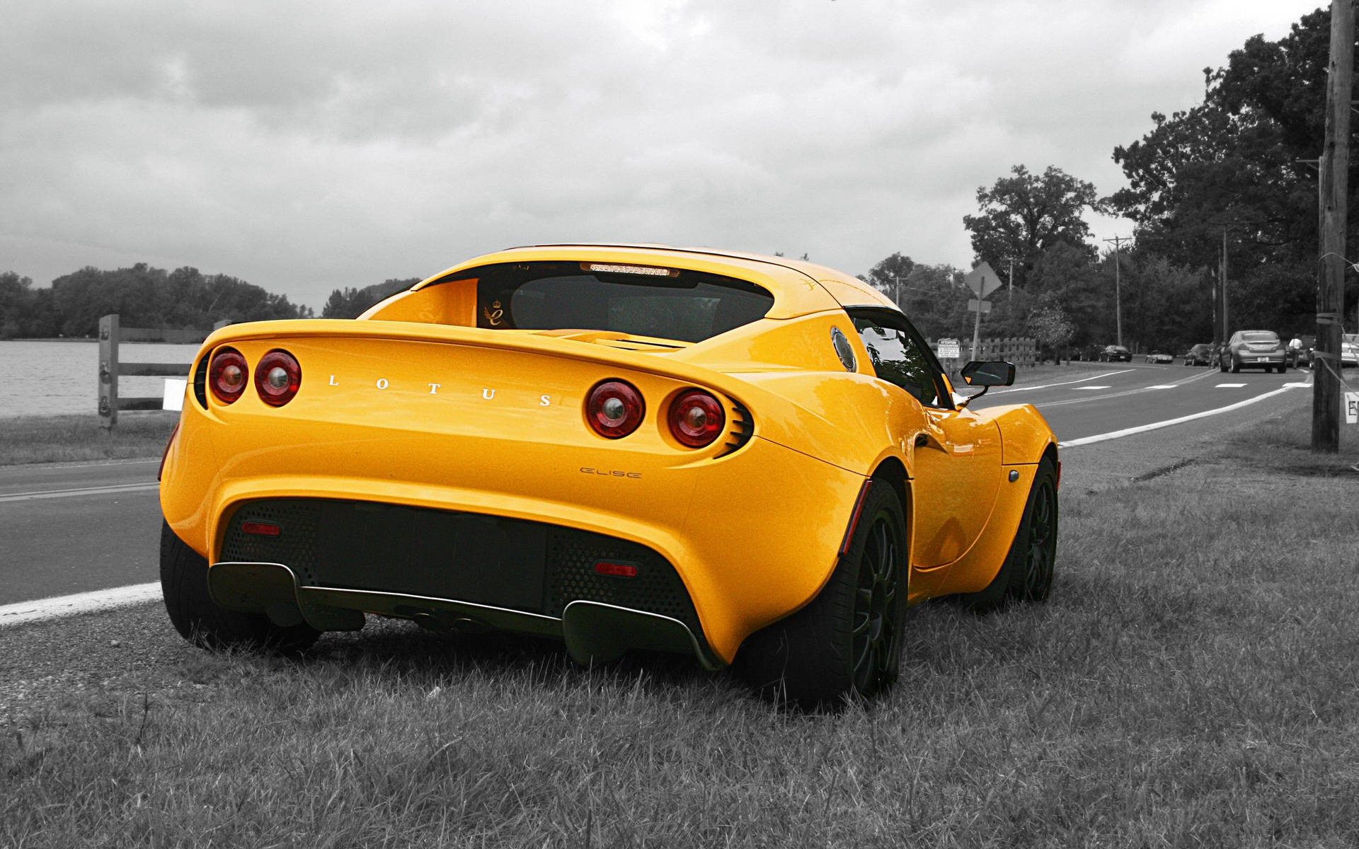 Lotus Car With A Color To Gray Edit Background