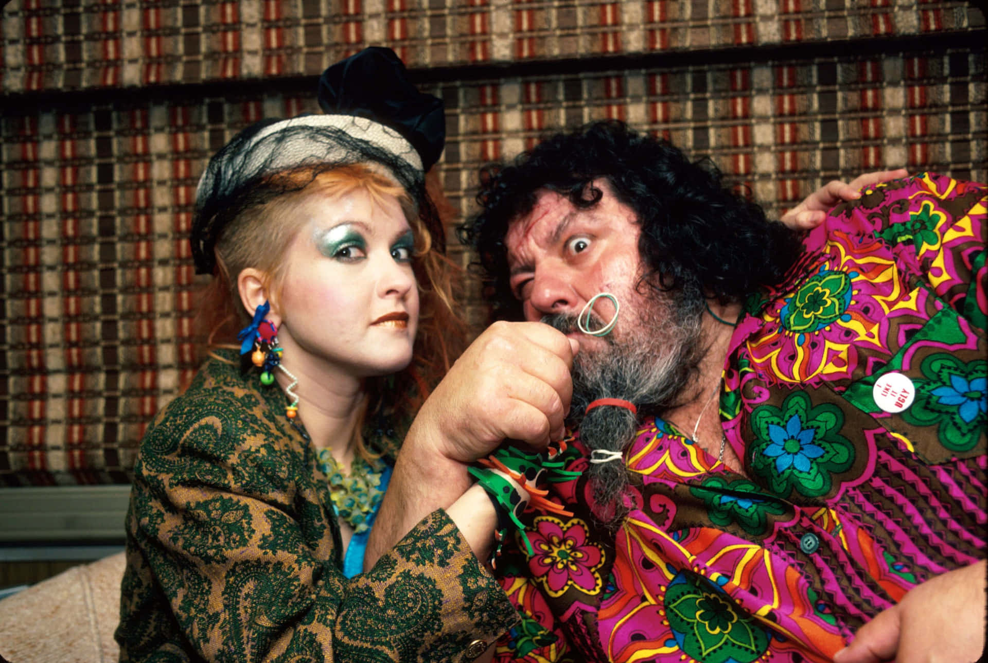Lou Albano With Cyndi Lauper Background