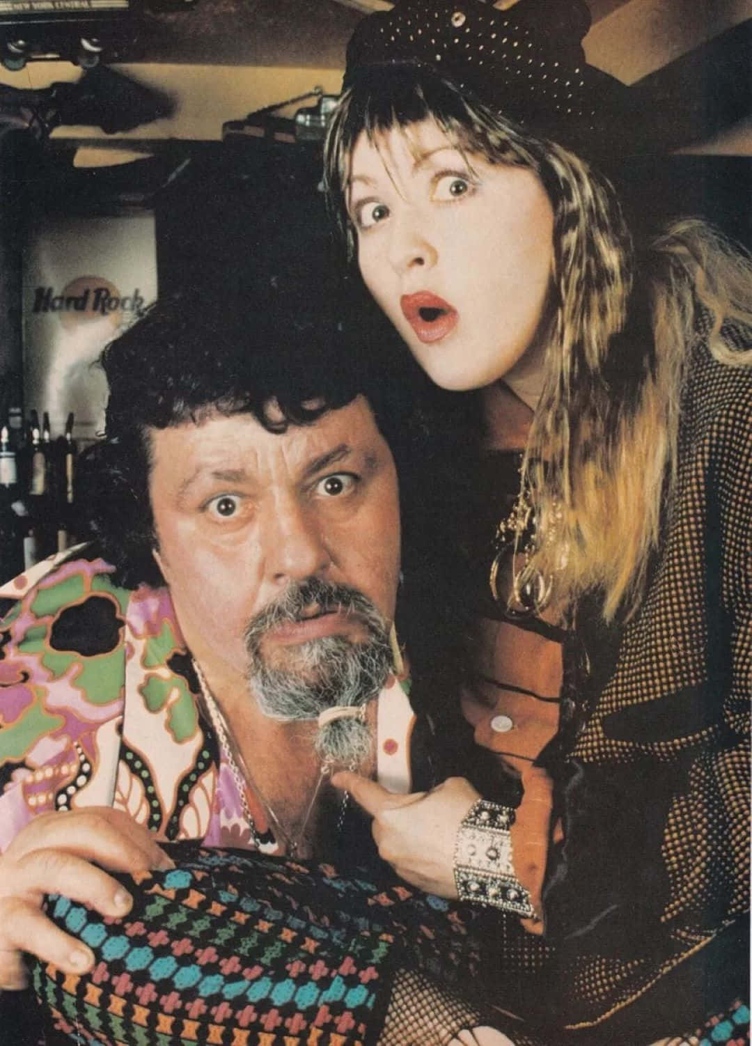 Lou Albanoand Cyndi Lauper Vintage Photo Background