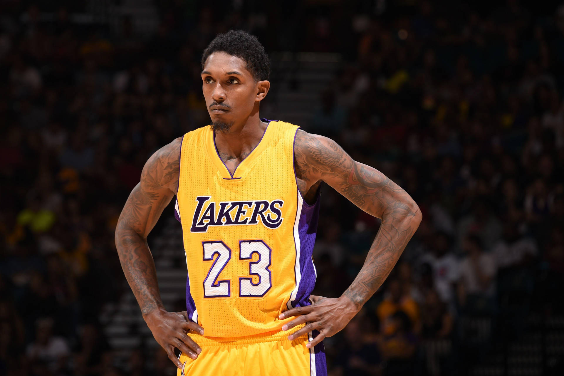 Lou Williams In Lakers Jersey Background