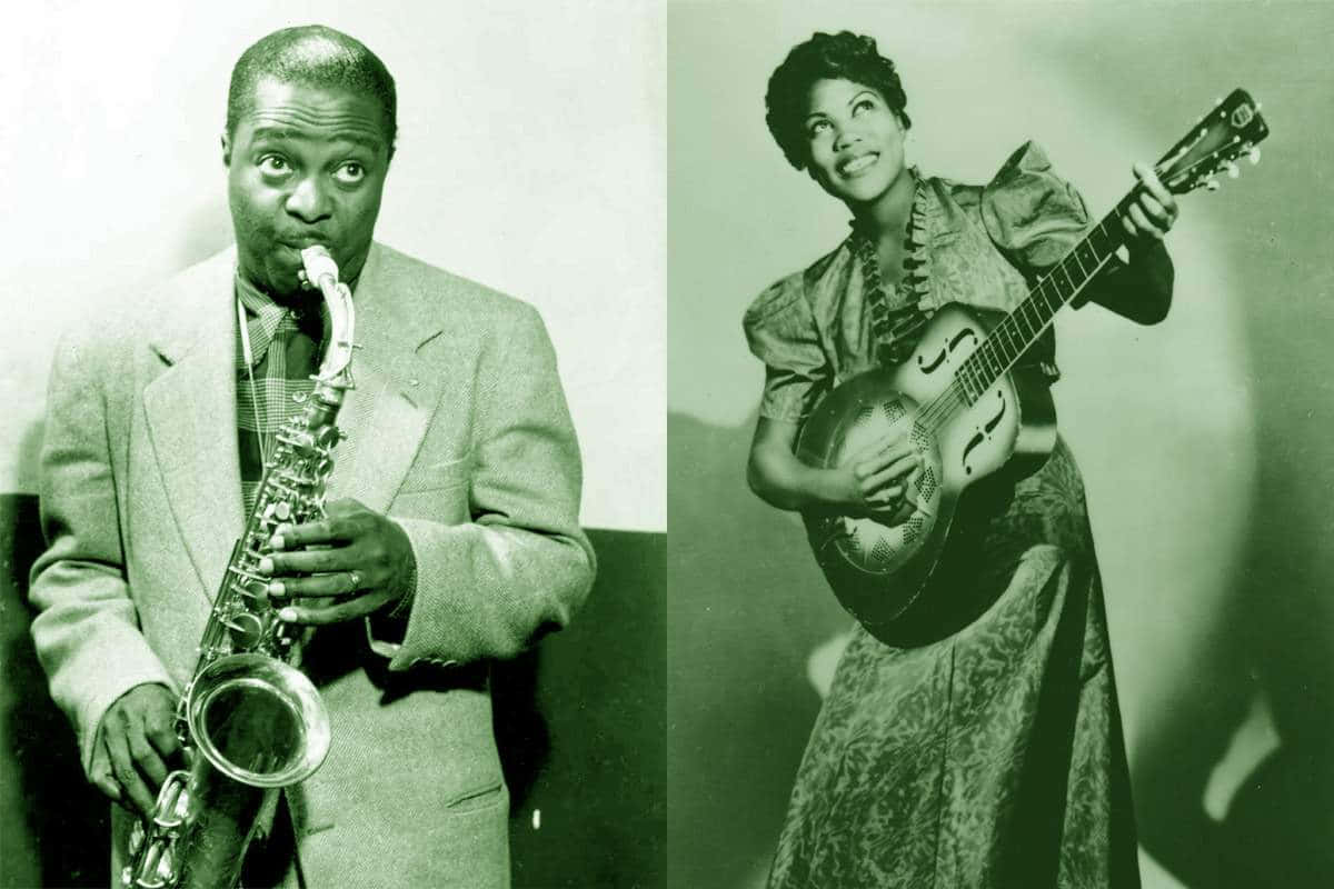 Louis Jordan Saxophoneand Female Guitarist Background