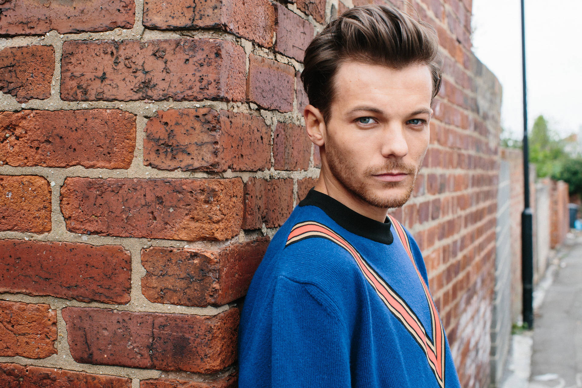 Louis Tomlinson In A Blue Sweater Background