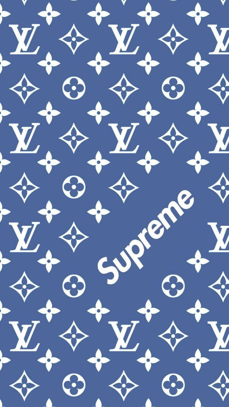 Louis Vuitton And Supreme Brand Logo Pattern Background
