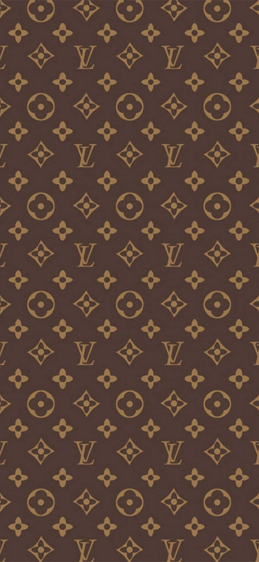 Louis Vuitton Monogram Pattern In Brown And Gold Background