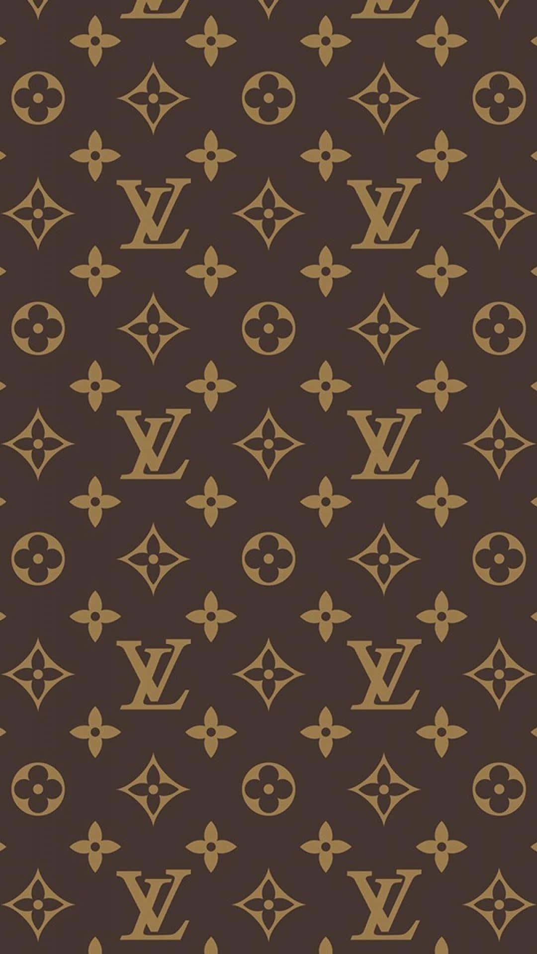 Louis Vuitton Monogram Pattern In Brown And Gold Background