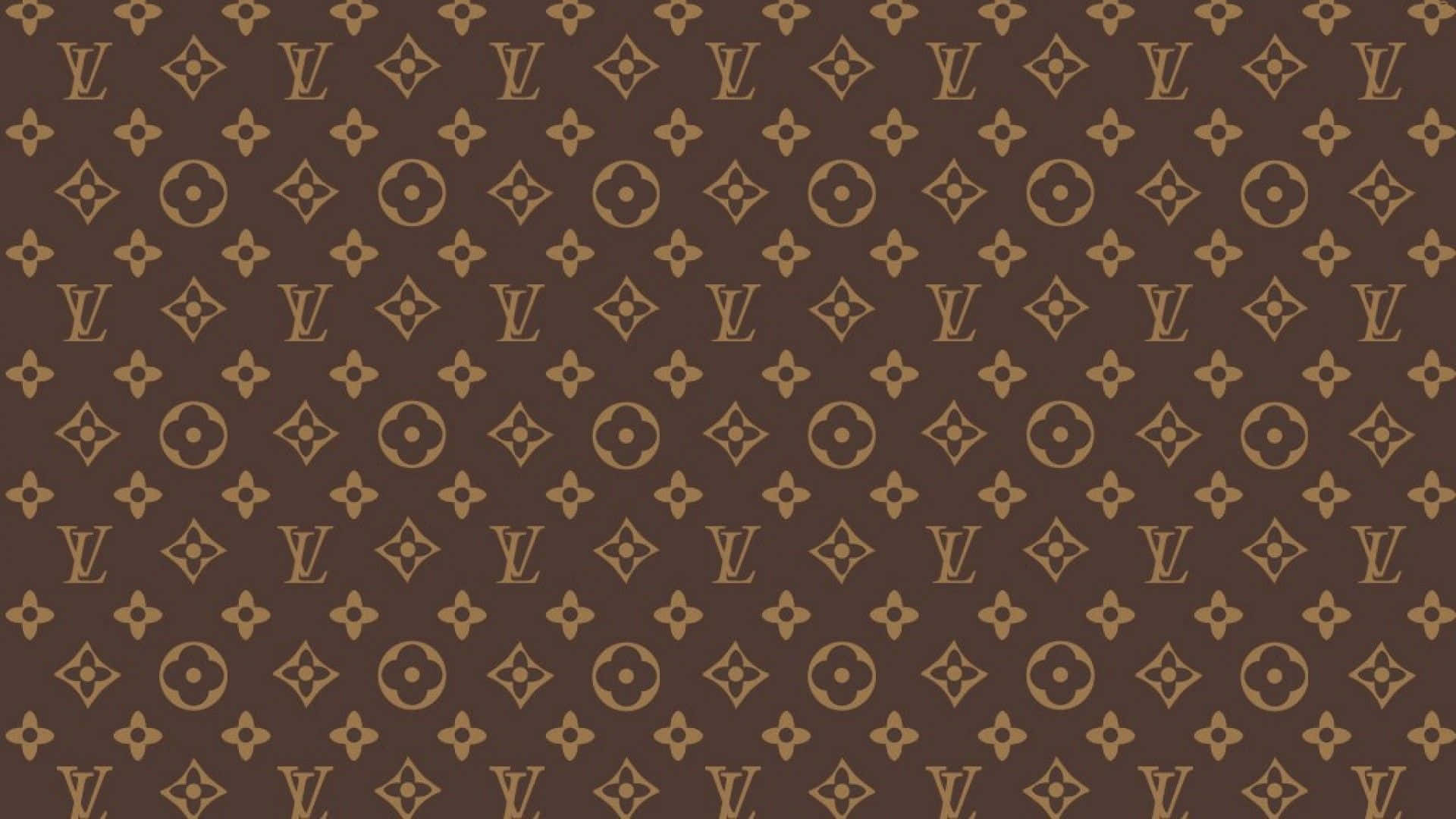 Louis Vuitton Monogram Pattern In Brown And Gold Background