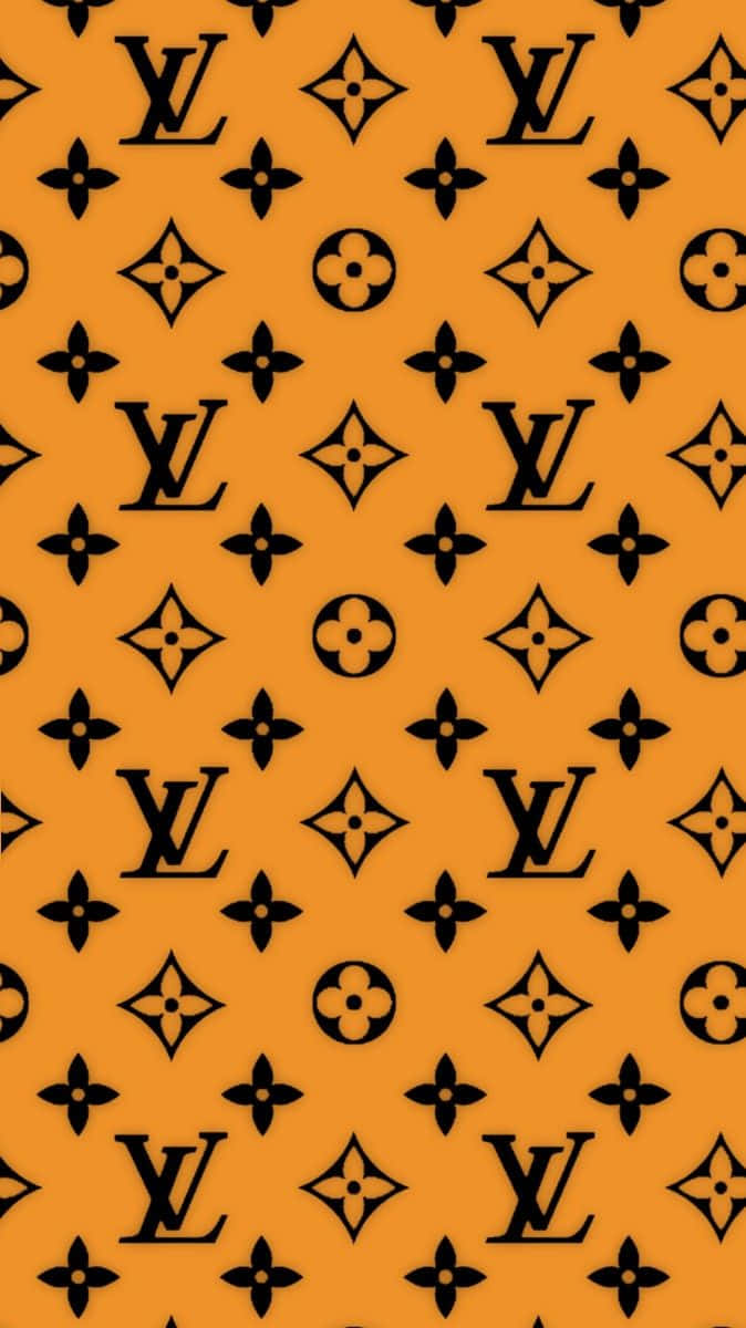 Louis Vuitton Monogram Pattern On An Orange Background Background