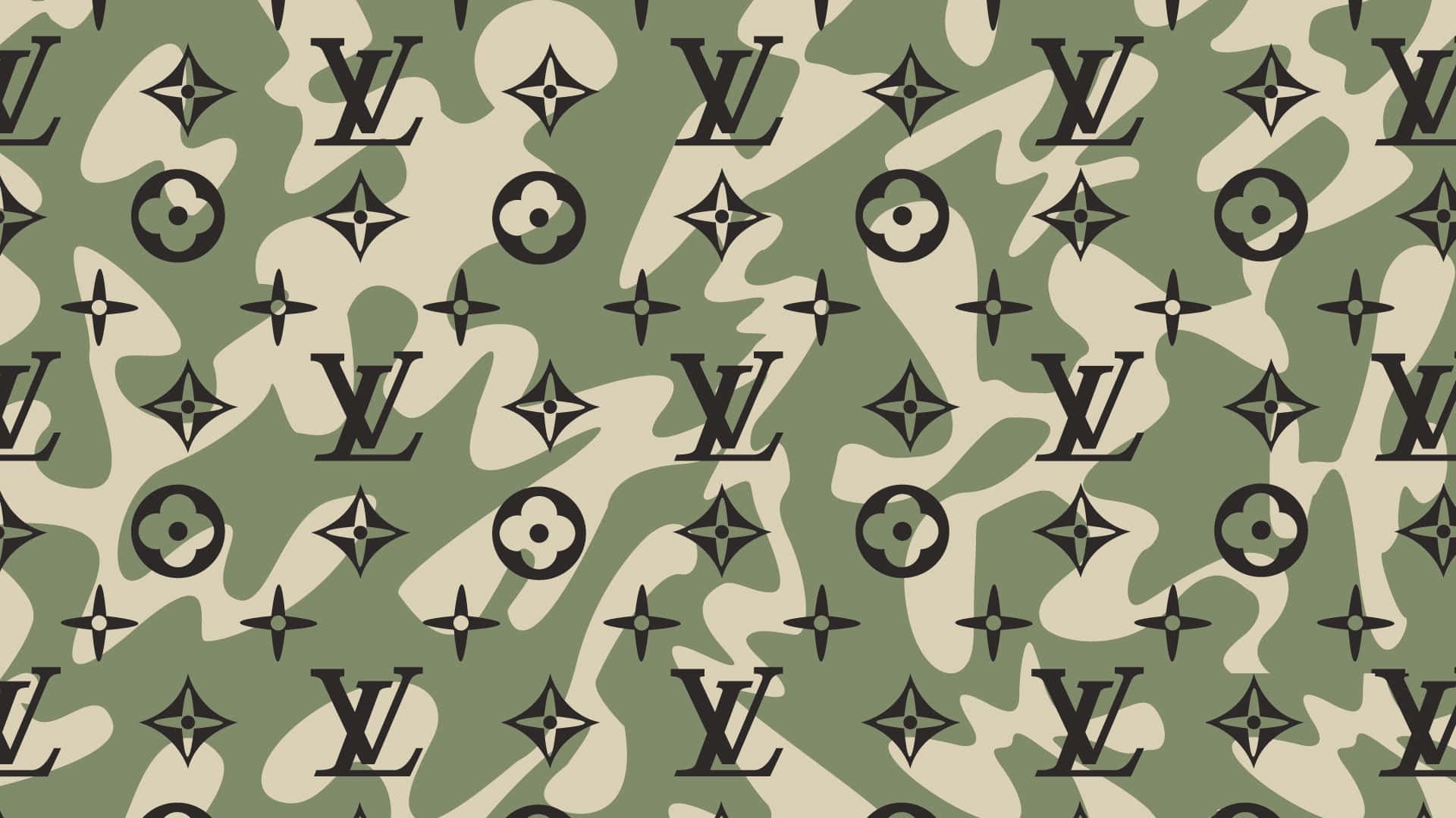 Louis Vuitton Print On Camouflage Background