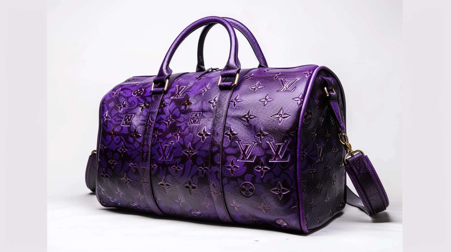 Louis Vuitton Purple Embossed Leather Bag Background