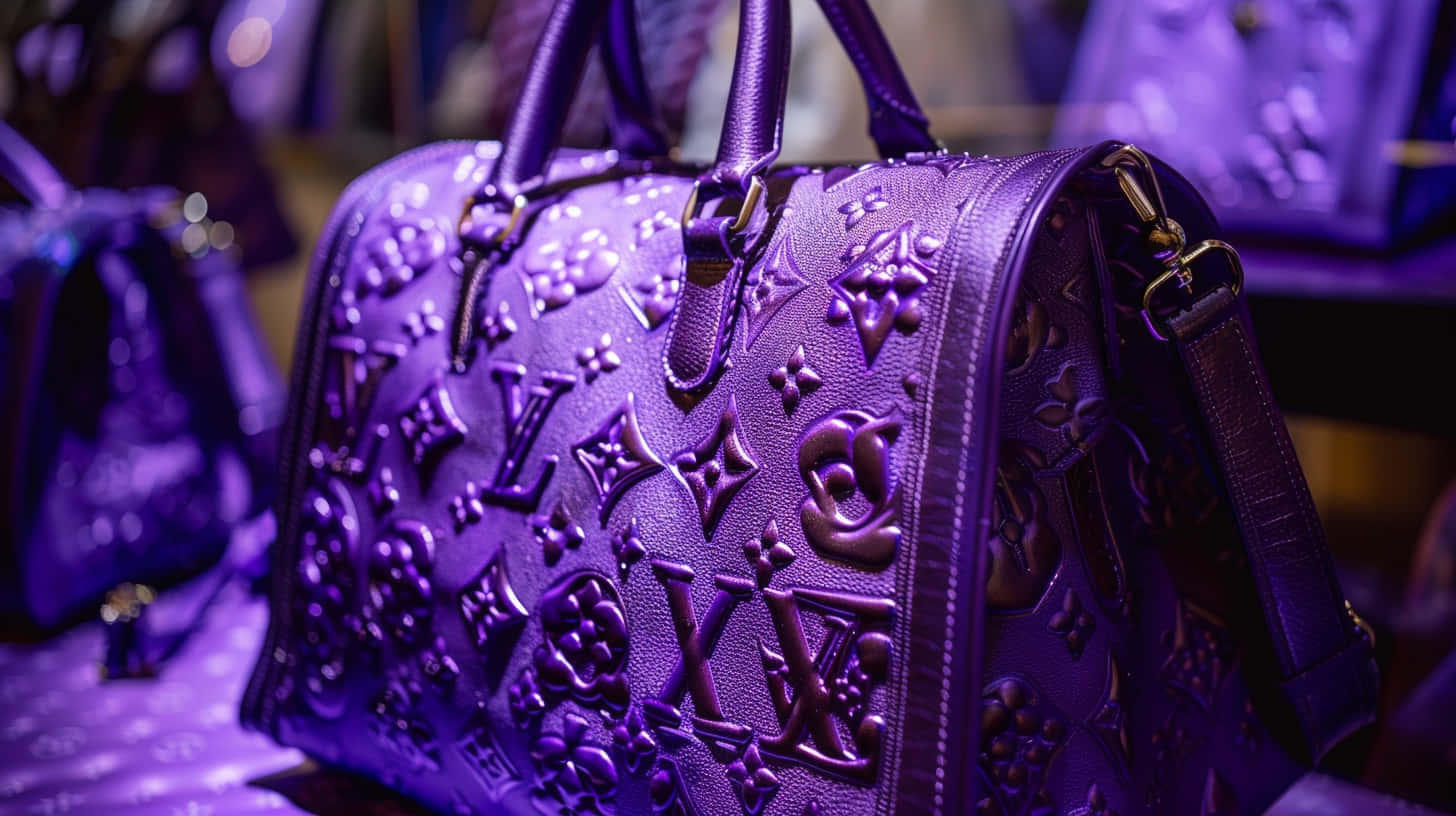 Louis Vuitton Purple Embossed Leather Bag Background