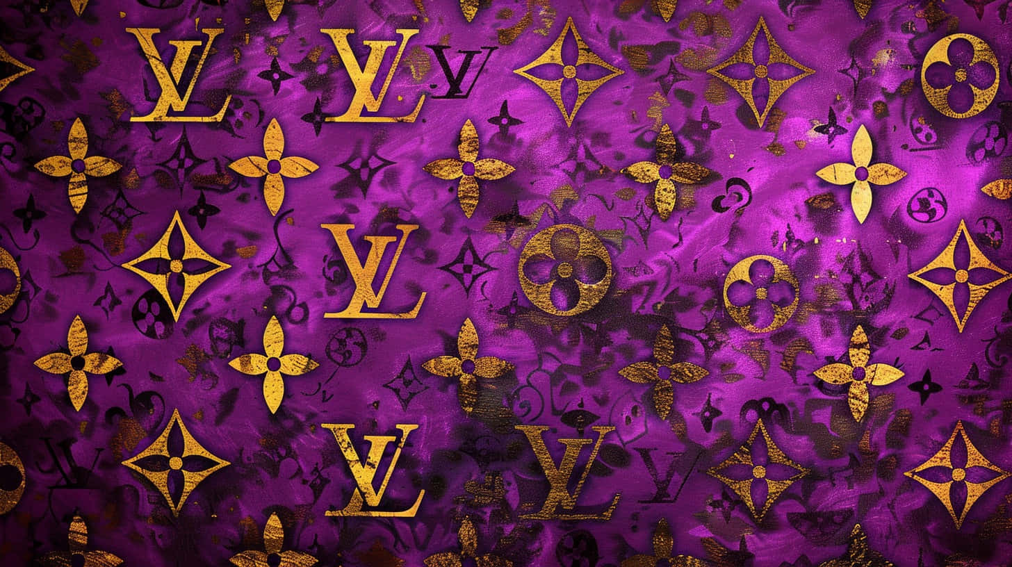 Louis Vuitton Purple Gold Pattern Background