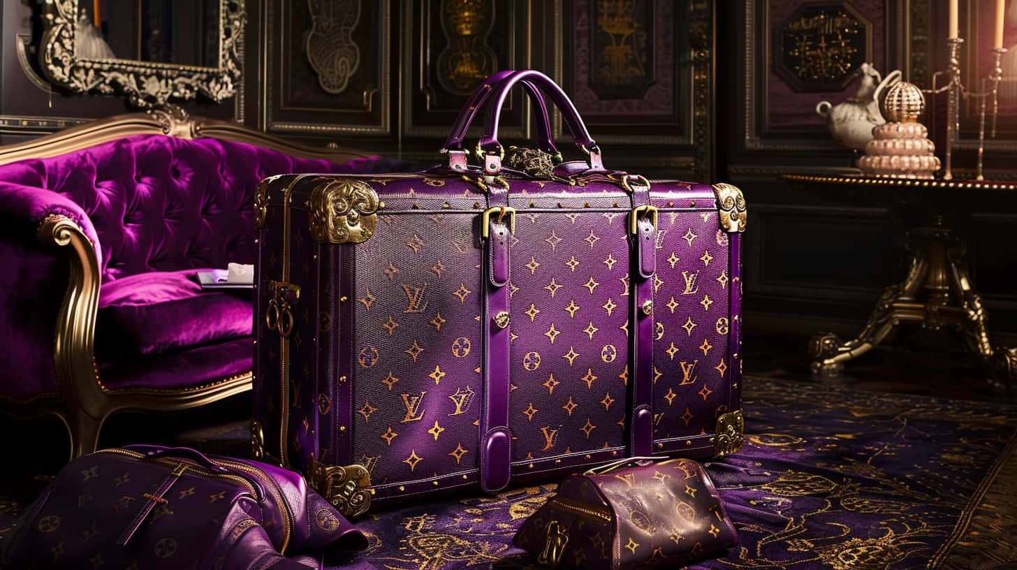 Louis Vuitton Purple Luggage Set Background
