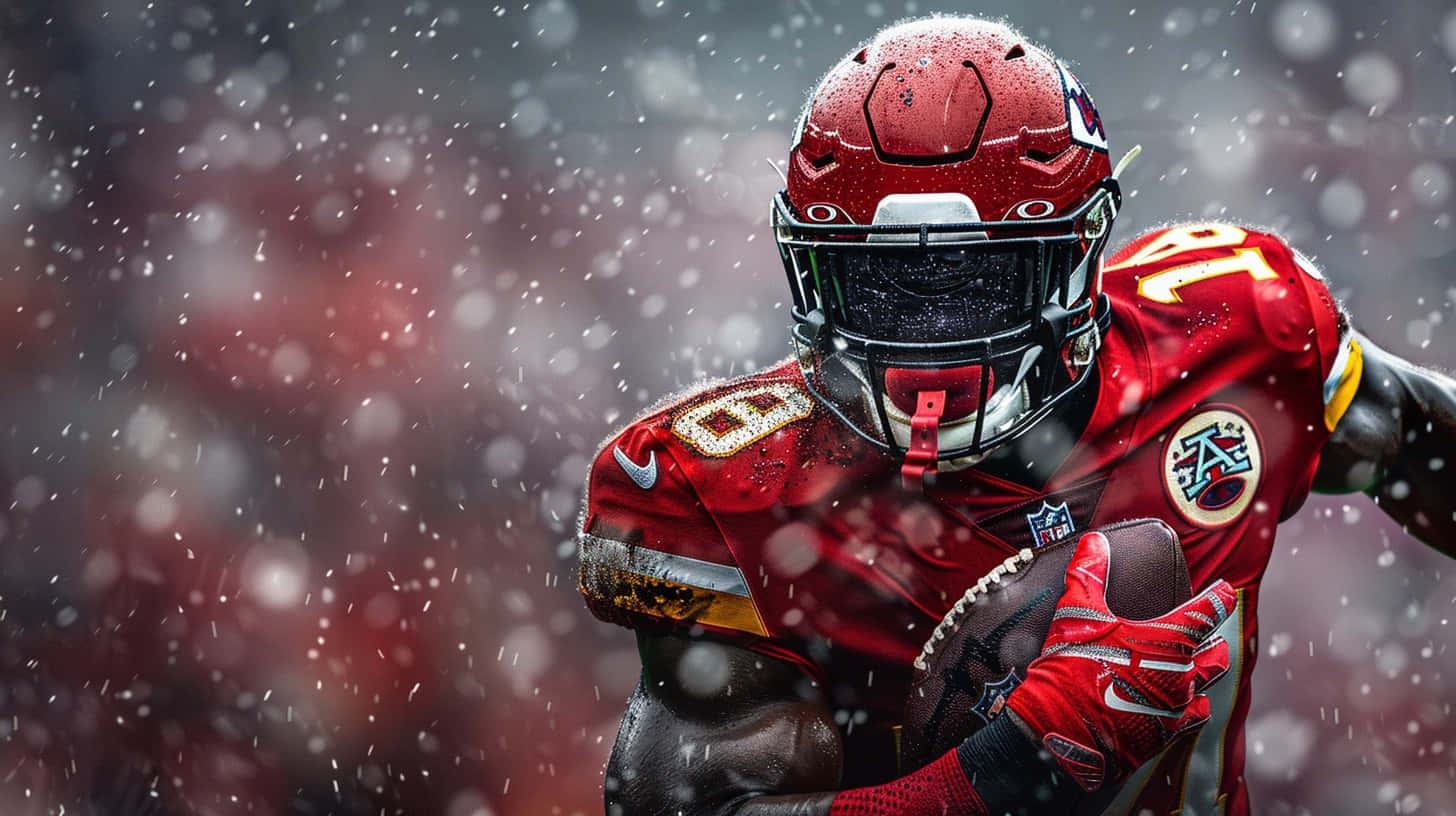Louisville Cardinals Football Playerin Rain Background