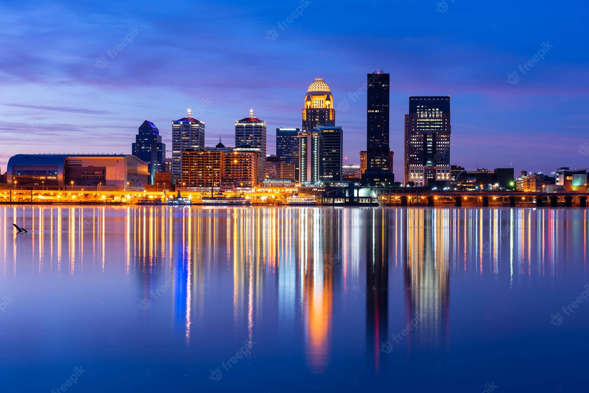 Louisville City Lights On The River Background