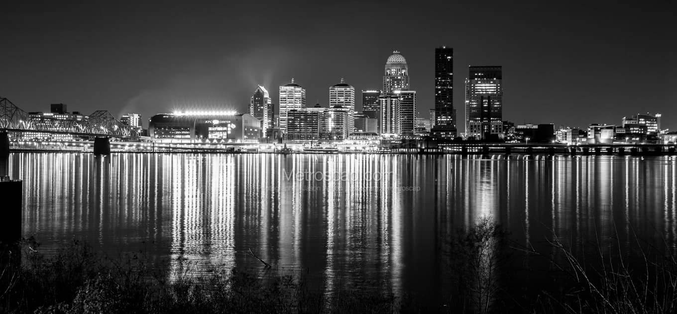 Louisville Night City Monochromatic Photo Background