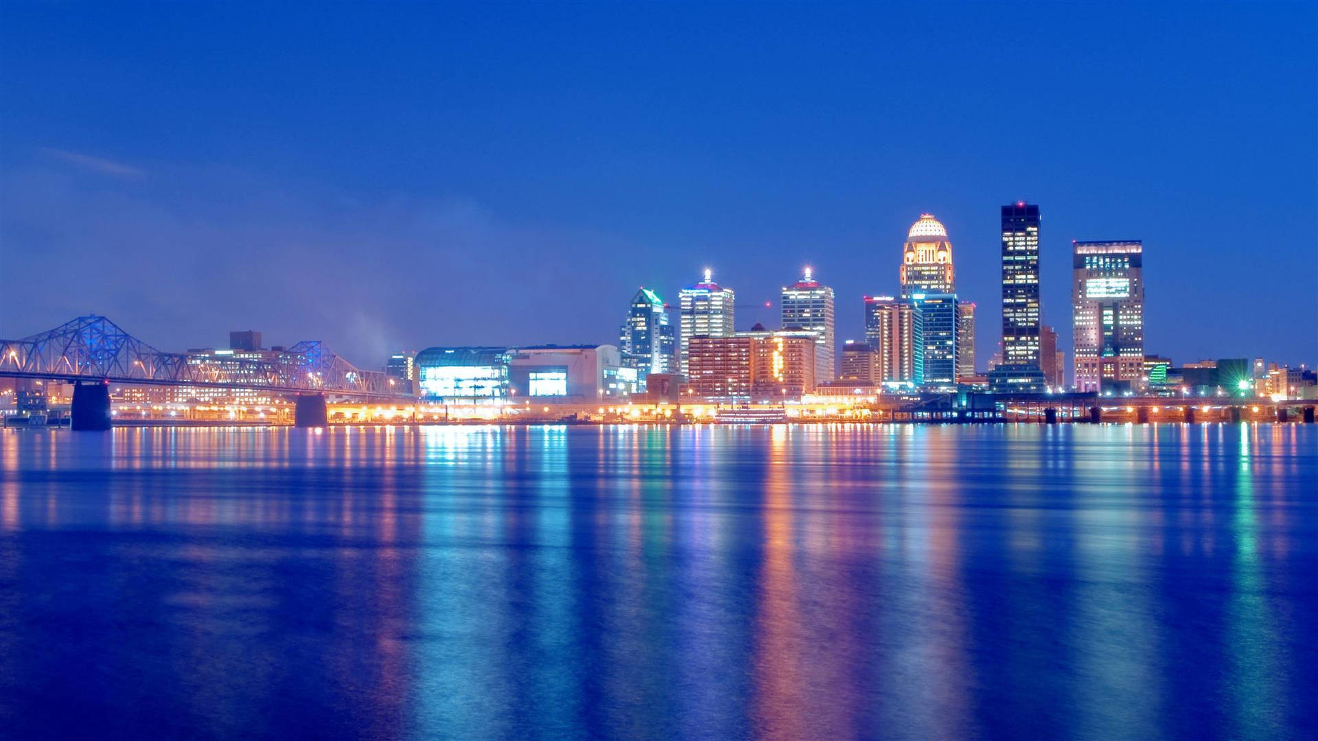 Louisville Scenic Night City View Background