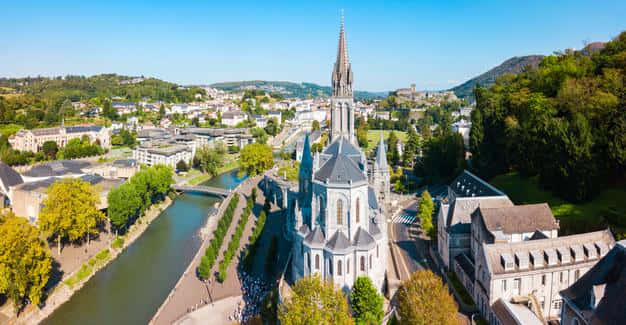 Lourdes Sanctuary Aerial View Background