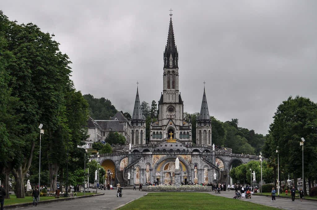 Lourdes Sanctuary Basilica Exterior Background