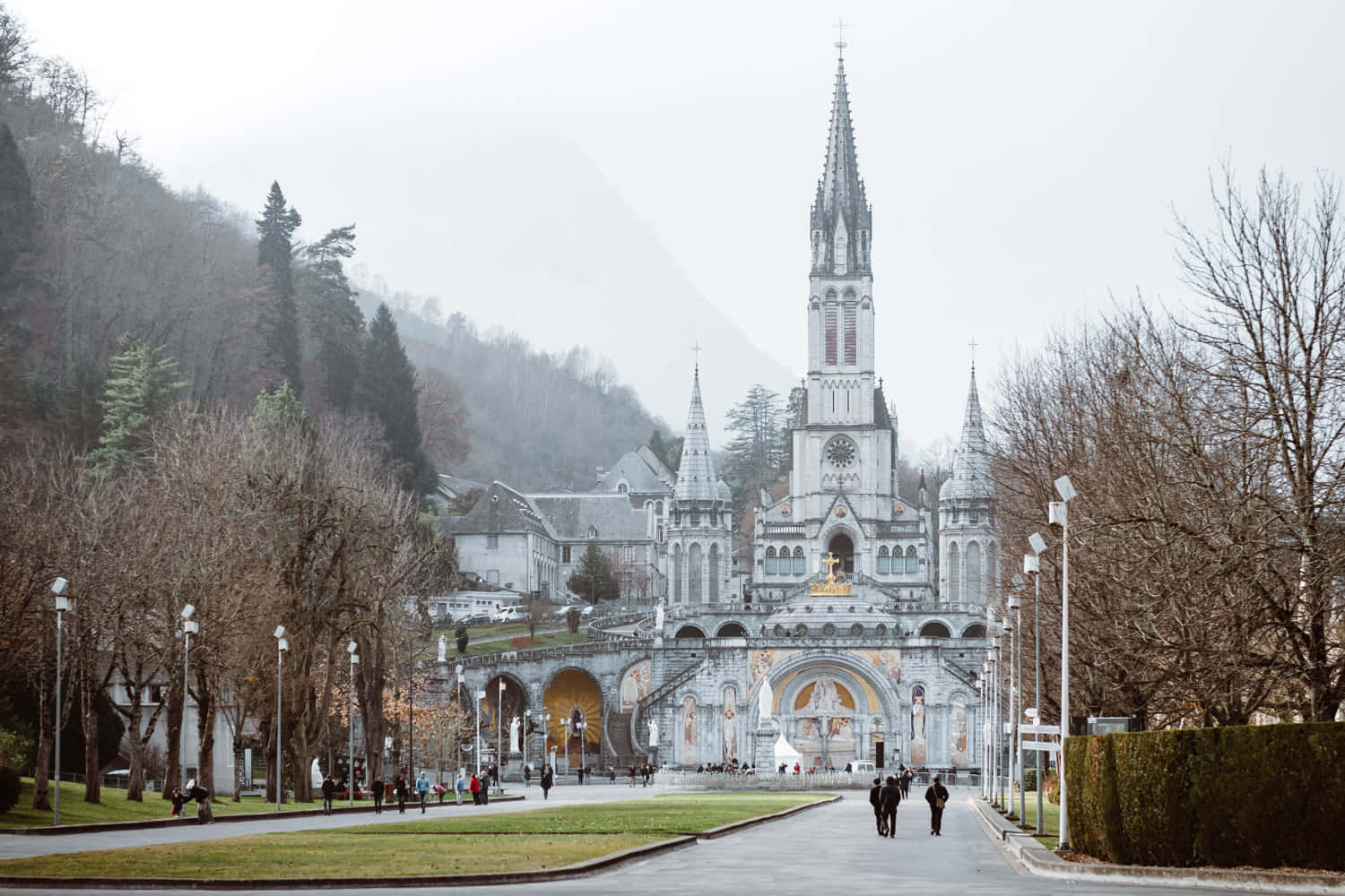 Lourdes Sanctuary Foggy Day