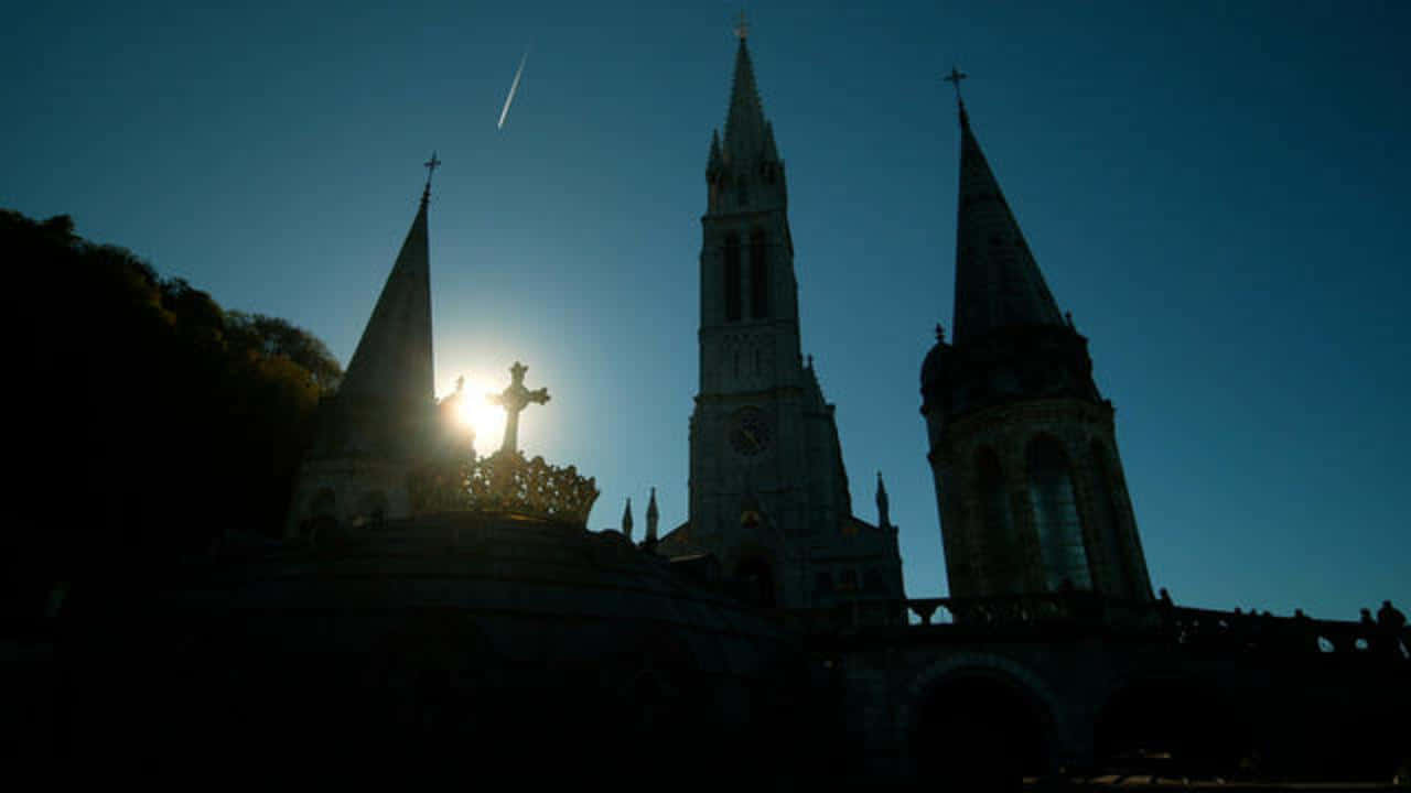 Lourdes Sanctuary Silhouette Dusk Background