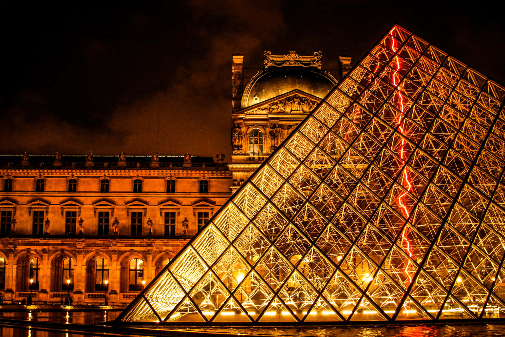 Louvre Museum Night Lighting In Paris