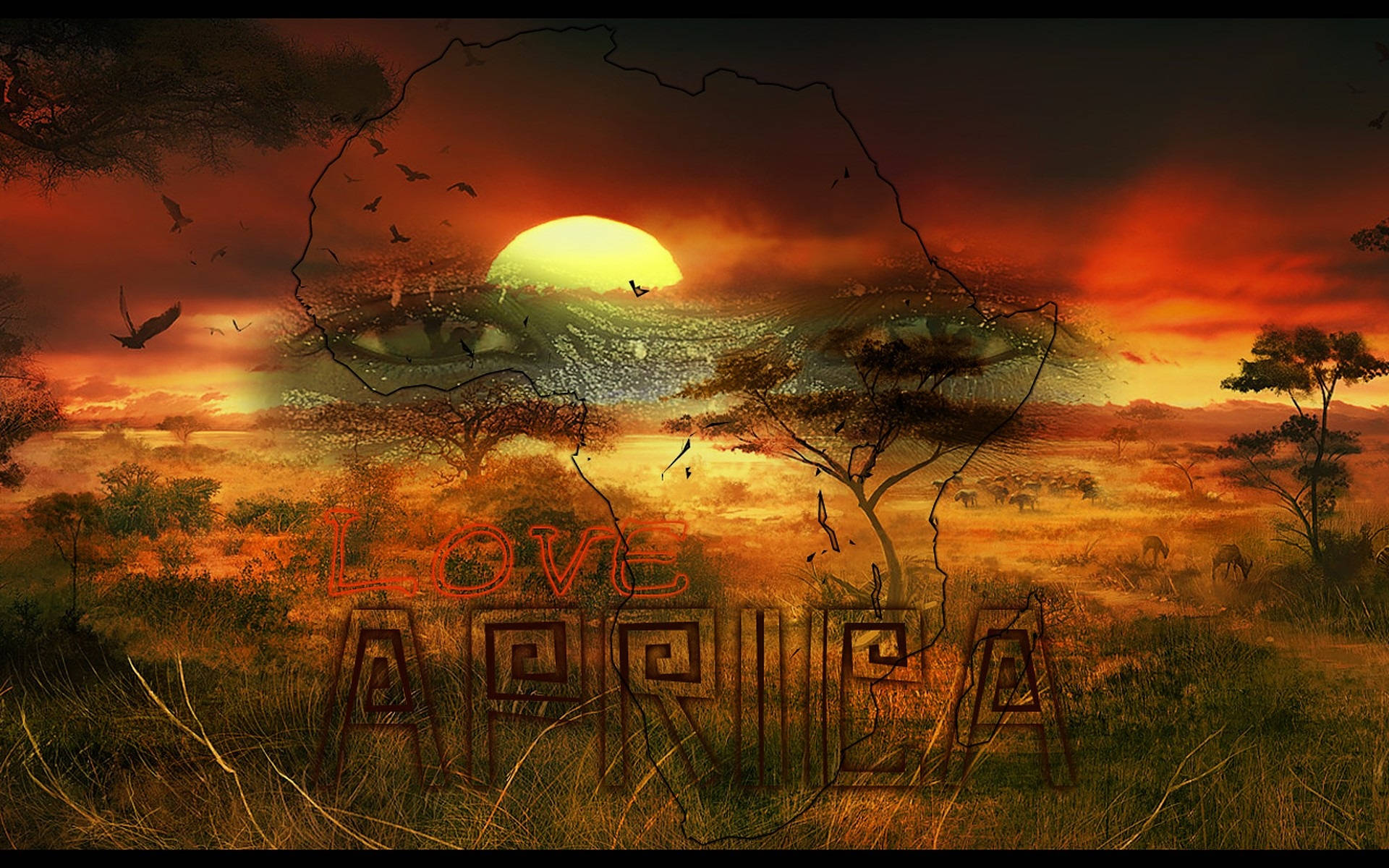Love Africa Art Background