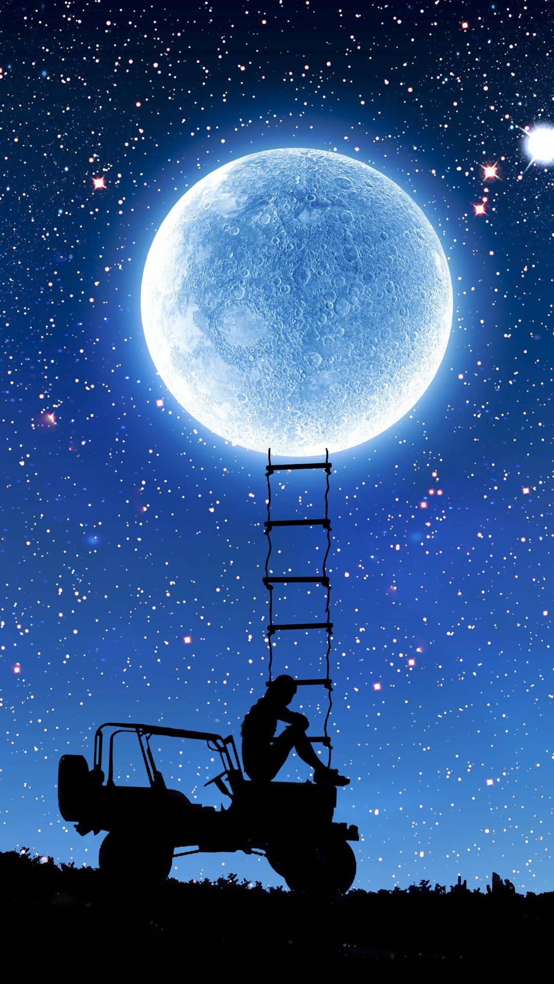 Love Alone Climbing Moon Background