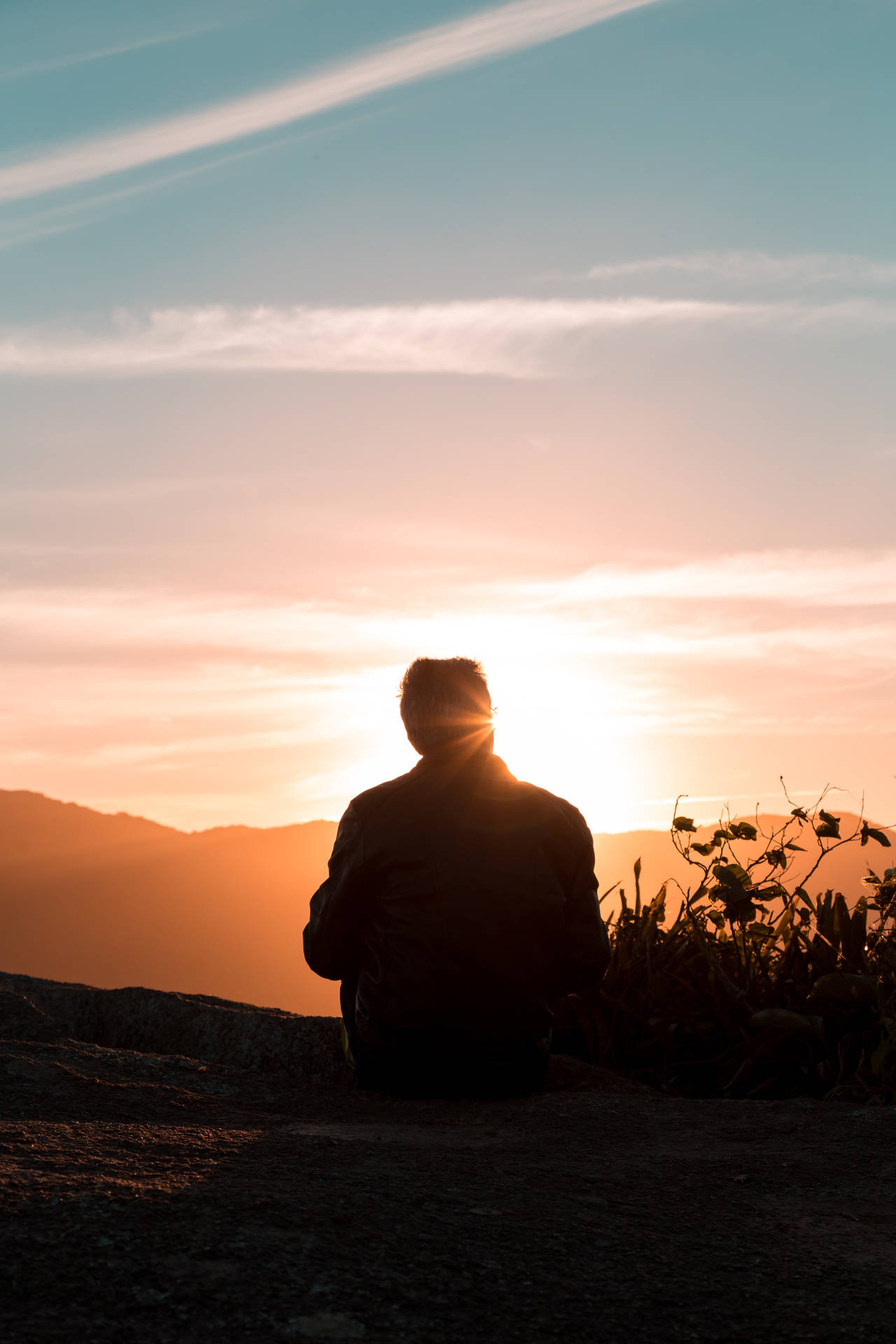 Love Alone Sunset On A Mountain Background