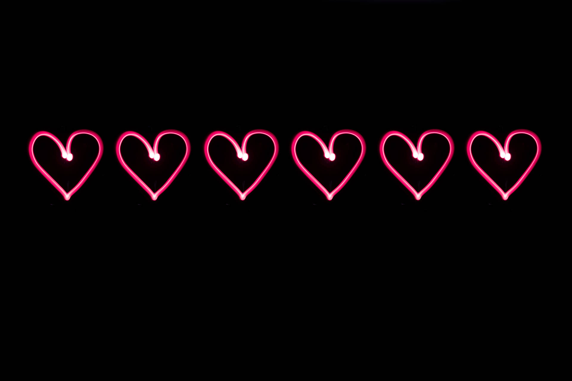 Love And Pink Neon Hearts Background